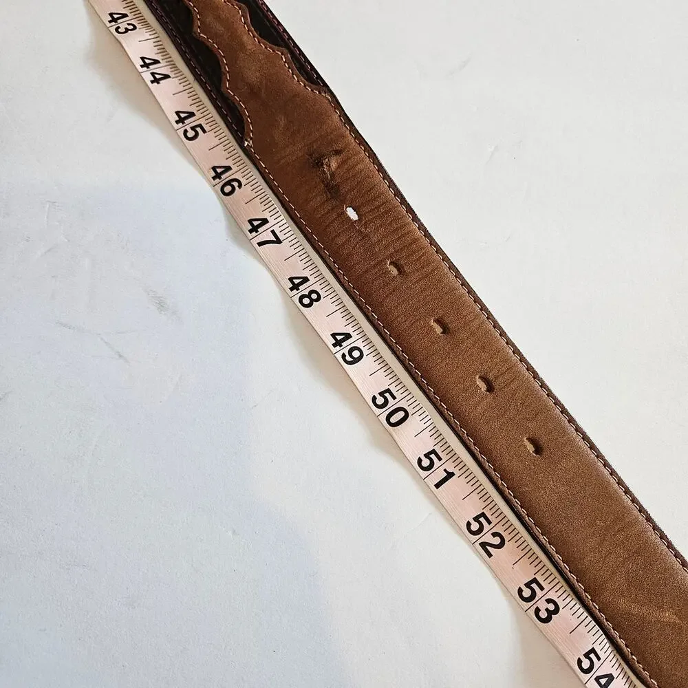 Justin Brown Odessa Star Leather Belt Men's 48‎ Vintage 90's Rodeo Western
